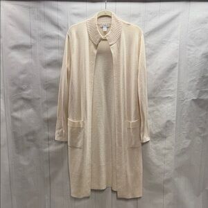 Athleta Spirit Cream Wool Cashmere Blend Open Front Duster Cardigan Sweater